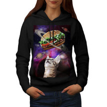 Wellcoda Space Burger Cat Fun Womens Hoodie, Kitten Casual Hooded Sweatshirt - £28.63 GBP