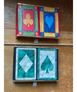 Vintage Lot of Congress Green &amp; Cream Spade Diamond Club Heart Deck of P... - £13.18 GBP