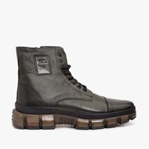 The Ottova Green Leather Lace-Up Sneaker Men Boot with a Zipper image 6