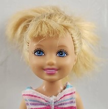 Barbie Chelsea Doll in Stripe Dress - Blonde Hair Bangs Blue Eyes - $8.79