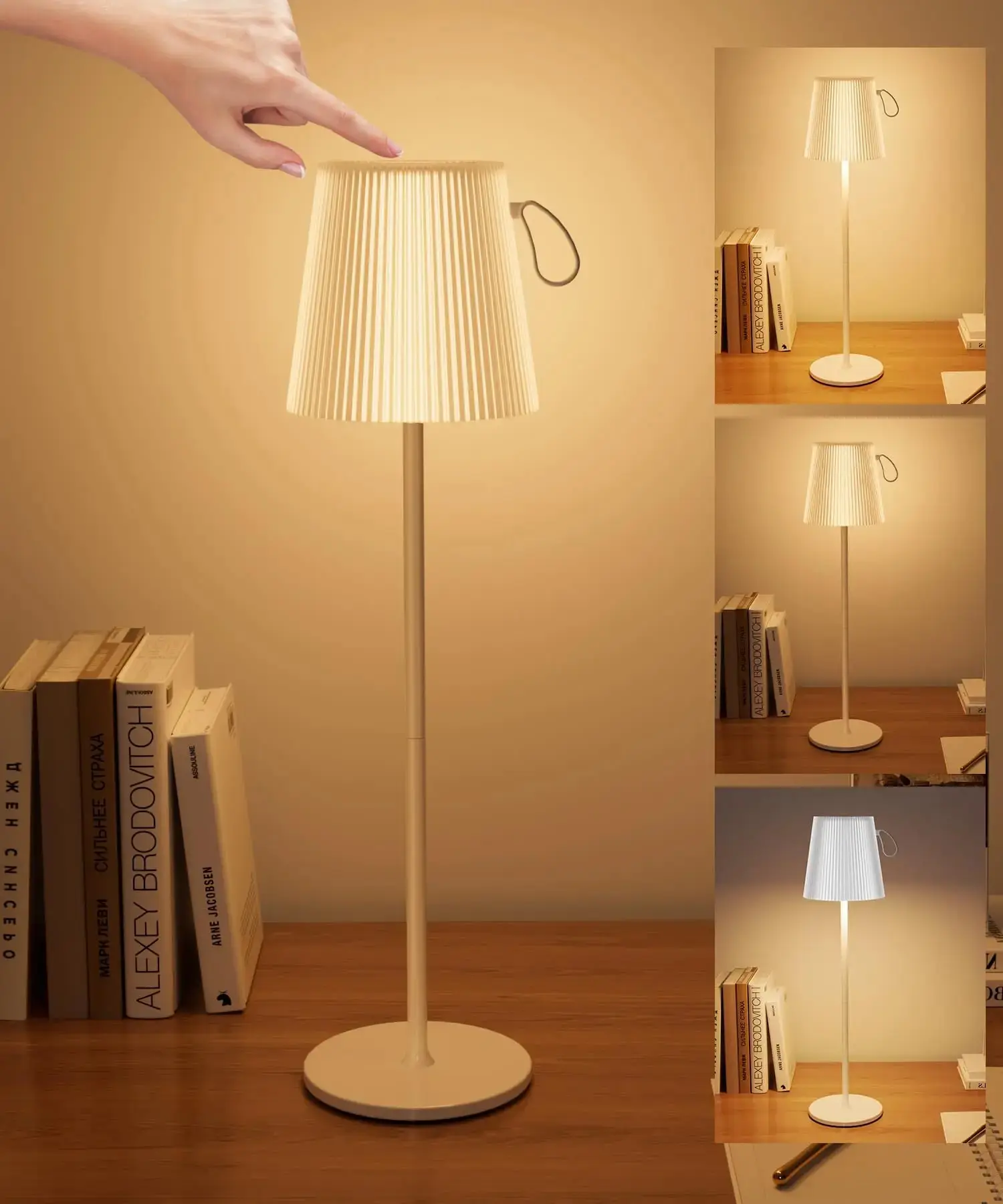 Cordless Table Lamp Wireless Touch Nightstand Lamp GRB Dimmable Rechargeable - £38.52 GBP