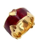 Tiffany &amp; Co Schlumberger 18k Yellow Gold Red Enamel Heart Band Ring sz 6 - $2,700.00