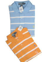 NEW Polo Ralph Lauren Polo Shirt!  Medium  Orange or Blue Stripe  Smooth... - $42.99