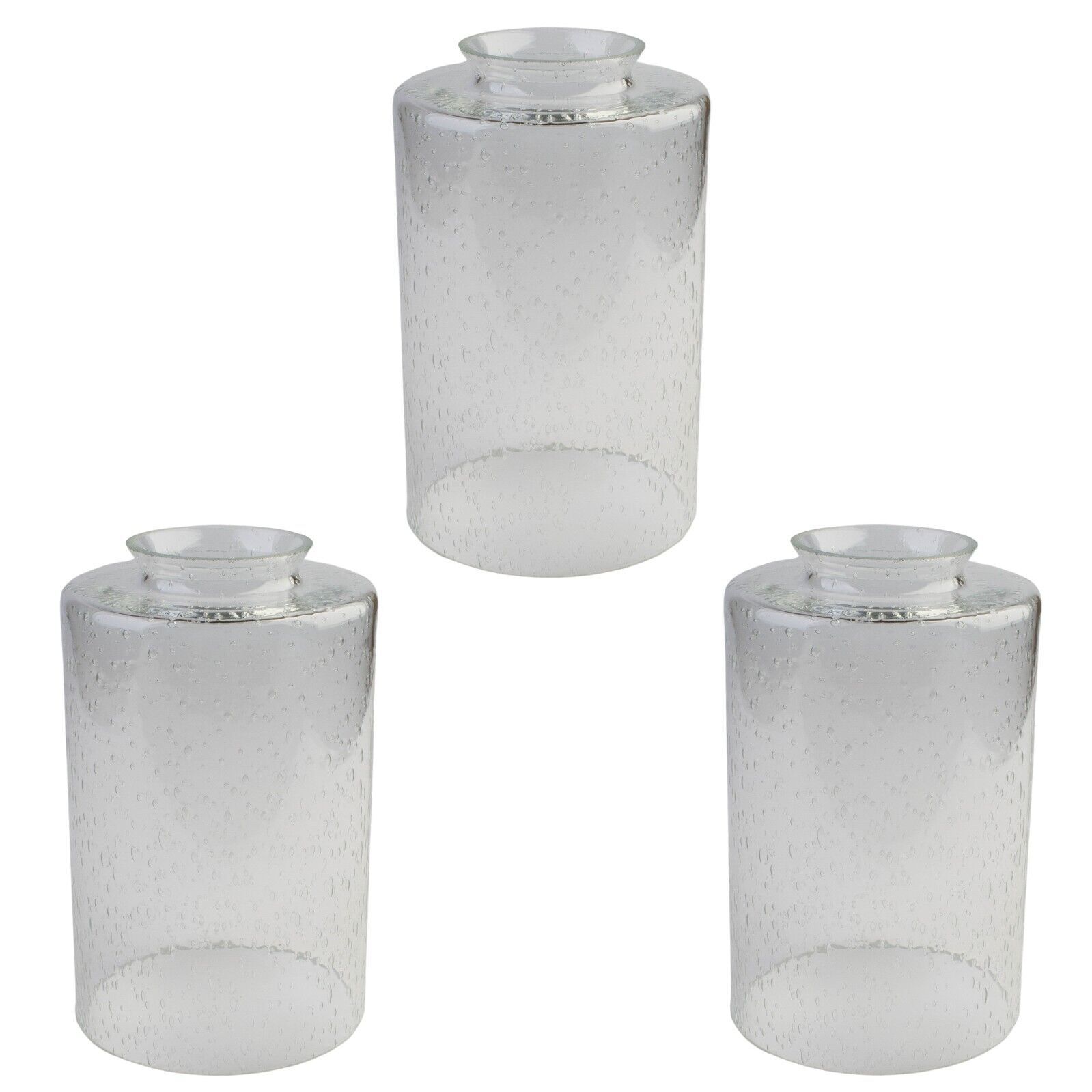 3 Pack Seeded Glass Shade with lip Clear Bubble Cylinder for Light Fixture