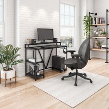 Industrial Writing Desk, Black Metal Frame, Modern Style - $159.99