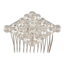 David Tutera Bridal Hair Comb Silver Metal Diamond-Shaped Design With Rhinestone - £19.95 GBP