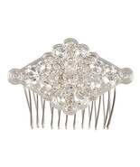 David Tutera Bridal Hair Comb Silver Metal Diamond-Shaped Design With Rh... - £19.74 GBP