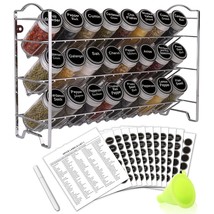 Spice Rack Organizer With 24 Empty Round Spice Jars, 396 Spice Labels With Chalk - $45.99