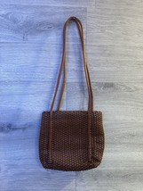 Vintage Nine West Brown Faux Leather Basket Weave Shoulder Bag Dual Straps - £11.98 GBP