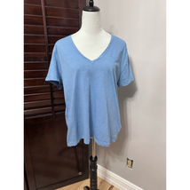 Madewell T-Shirt Women&#39;s XXL Blue Solid Short Sleeve V Neck Knit New - £14.14 GBP