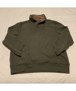 GH Bass Co 1/4 Button Henley Pullover Mens XL Forest Green Faux Fur Trim - $17.59