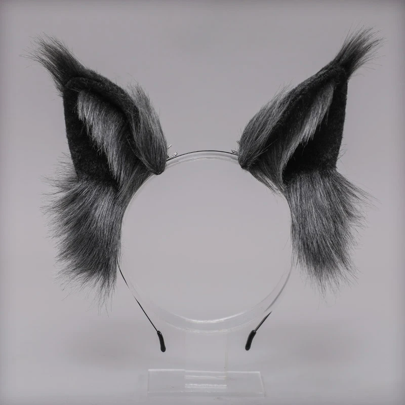 Sporting Lovely Faux Fur Wolf Ears Headband Realistic Furry Fluffy Animal Hair H - £24.12 GBP