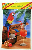 Parrot Drinks Bird Yard Garden Flag Welcome 12&quot;x18&quot; Outdoor Beach Summer... - £17.96 GBP