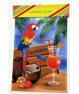 Parrot Drinks Bird Yard Garden Flag Welcome 12&quot;x18&quot; Outdoor Beach Summer... - £17.86 GBP