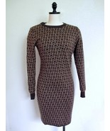 Rudsak Sweater Knit Jacquard Logo Karli Dress S M Wool Blend Brown Tan B... - £54.84 GBP