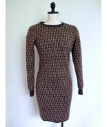 Rudsak Sweater Knit Jacquard Logo Karli Dress S M Wool Blend Brown Tan B... - £53.35 GBP