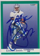 Emmitt Smith Signed Autographed 1991 Fleer Football Card - Dallas Cowboys - £39.44 GBP