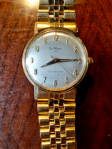 Vintage Mens Wrist Watch, 1960s Le Marc, Swiss, Gold Plated, Serviced, #8 - $67.01