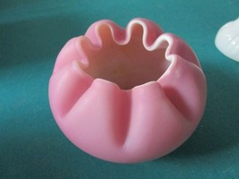 Antique Cased Satin Glass PINK Bowls Crimped Edge AND MORNING VASE PICK ONE - $50.00