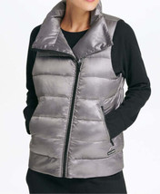 DKNY Womens Activewear Asymmetrical Zip Down Filled Vest Size X-Large, Granite - £77.44 GBP