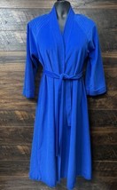 Vanity Fair Robe Womens Medium Blue Velour Quilted Trim House Coat Vinta... - $415.94 MXN