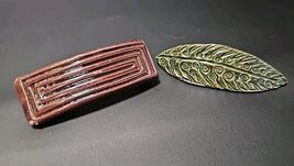 Vintage  set of Ceramic Earthenware Hair Clips Barrettes Made in France - $37.10