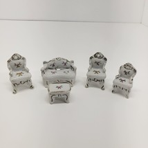 Vintage Japan Ceramic Porcelain Miniature Doll House Furniture ( 5 Piece Set ) - £11.50 GBP