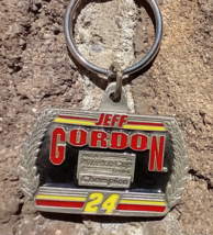 Vtg Pewter Enamel Keyring Keychain Jeff Gordon 24 Winston Cup Championship - £19.58 GBP