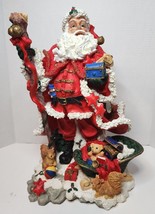 Santa Clause with Christmas Toys Teddy Bear Walking Stick 15 1/2 inches ... - $76.29