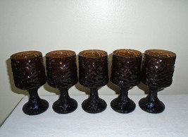 Lenox Impromptu Brown Wine Glasses 5 5/8&quot; Set of 5 Hand Blown Vintage 19... - £27.69 GBP