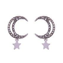 kissme Exquisite Crystal Moon Star Rose Gold Color Drop Earrings For Women Party - £6.51 GBP