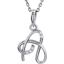 Precious Stars 14K White Gold 0.03CTW White Diamond Initial A Pendant Necklace - £308.26 GBP