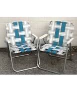Set 2 Vintage Sunbeam Aluminum Webbed Folding Chairs Lawn Patio Camping ... - £92.52 GBP