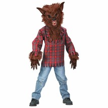 Werewolf Brown Realistic Wolf Child Halloween Costume Boys Size Medium 8-10 - £27.83 GBP