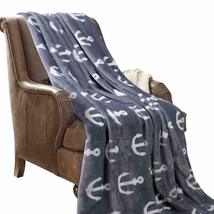 Grey Anchor Soft Micro Plush Flannel Fleece Throw Blanket 50"x 60" Best Gift - £19.42 GBP