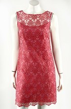 Donna Morgan Sheath Dress Size 6 Coral Pink Embroidered Lined Back Zipper Womens - £27.69 GBP