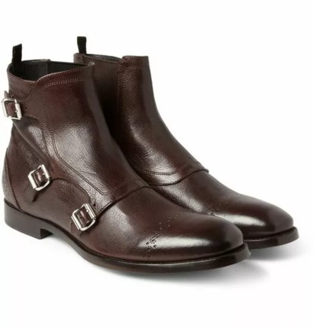 Handmade Dark Brown Leather Formal Triple Buckles Ankle Business Boots F... - $149.99+