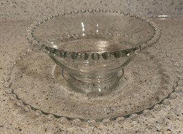 Vintage Bubble Rim Clear Glass Hor d’oeuvre Dip Bowl with Unattached Underplate - $7.24