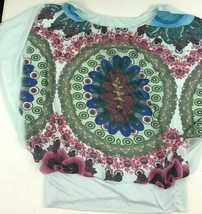 Designer Womens Loose Batwing Top Floral Short-Sleeves One Size  MADE IN ITALY  - £14.00 GBP