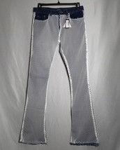 BOOHOO Man Jeans Men&#39;s Size 32 Coachella7 Slim Button Fly Flare Fish Net... - £76.03 GBP
