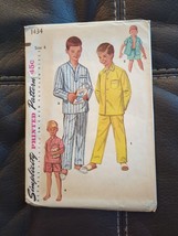 Boys Pajama Pattern Pajamas 2 Lengths Simplicity 1434 Size 4 1950&#39;s Vint... - $14.24