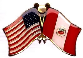 AES Wholesale Pack of 3 USA American &amp; Peru Country Flag Bike Hat Cap lapel Pin - £7.73 GBP