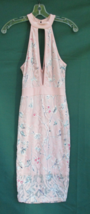 Privy Privately Privileged Pink Mesh Slinky Choker Halter Dress Womens S... - $28.49