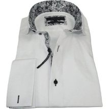 Men's Axxess Turkey Shirt 100% Cotton High Collar 224-13 French Cuffs White image 6