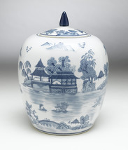 Zeckos AA Importing 59763 Blue And White Round Jar With Lid - £65.73 GBP