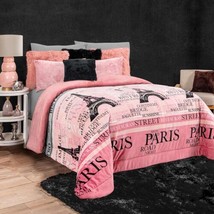 AMOUR EIFEEL TOWERR BLANKET WITH SHERPA SOFTY THICK AND WARM QUEEN SIZE - £83.08 GBP