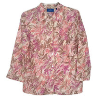 J H Collectibles Womens Blouse Size M Button Front 3/4 Sleeve Collared Floral - £10.24 GBP