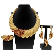 Dubai Gold Plated Jewelry Sets For Women Surround Big Necklace  Plate 24K Origin - £100.07 GBP