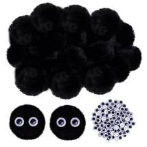 50Pcs Acrylic Black Pompom Balls 2 Inch Acrylic Pompoms Large Acrylic Pompoms Ba - £18.01 GBP