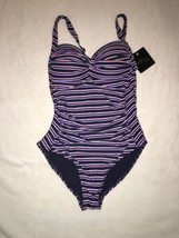 Nip Tuck Striped One Piece Swimsuit Swimwear Padded Multi Fit Cup SZ US ... - £58.16 GBP